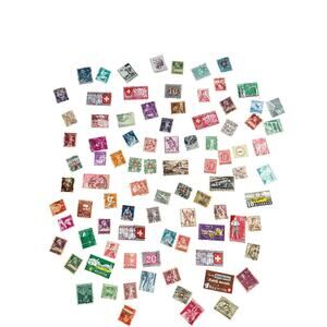 Switzerland Souvenir De La Suisse Helvetia Stamps Vintage 1852-1952 lot of 97